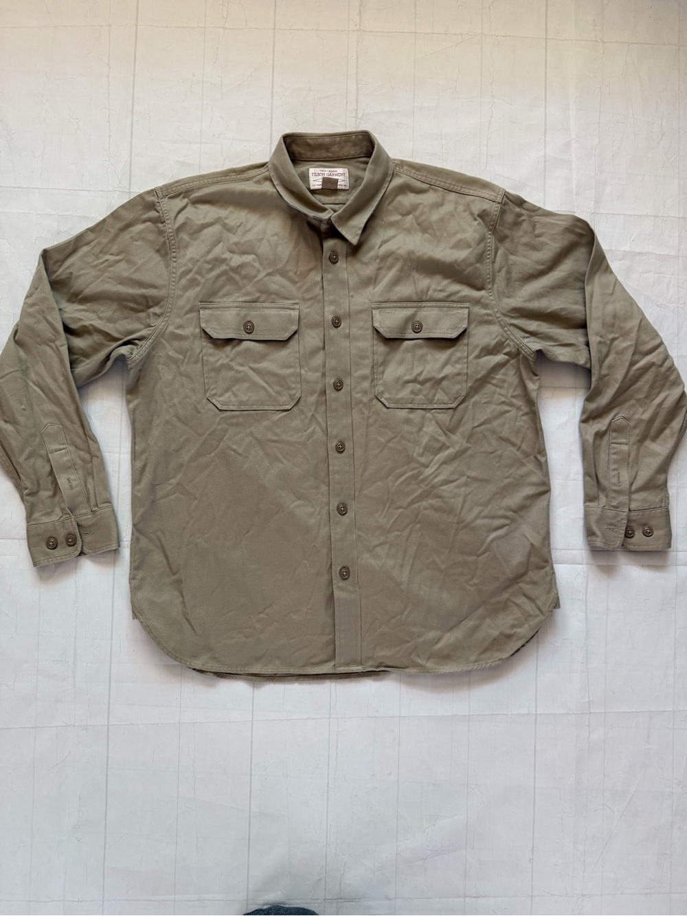 Filson Tan Military Field Shirt Jacket Size XL